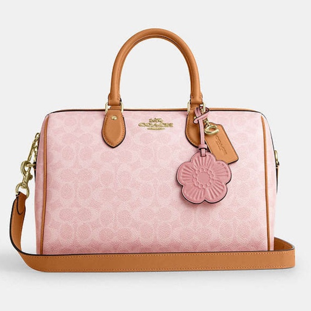 NWT!COACH Erin Shoulder Bag In Signature Canvas With Charms powder pink - Picture 7 of 12